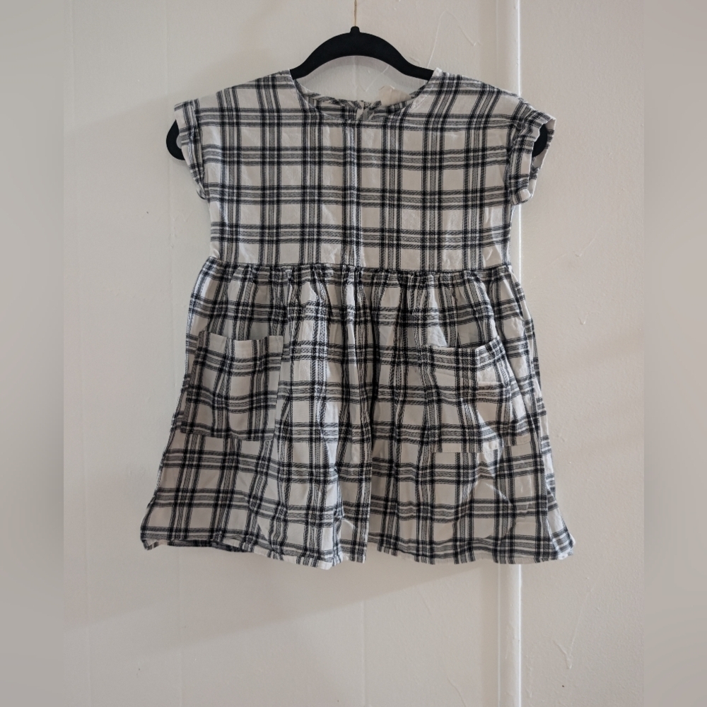 Cotton On Dress Stylish Checkered Kids Dress - Black and White Size 5